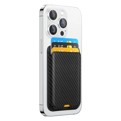 Phone Card Holder, Premium Leather Wallet Stick on, Adhesive Credit Card Holder for Case, Sticky Wallet for Back of Cover, Android Cell Phone, iPhone, Fit 4 Cards, Carbon Fiber Black - color: Carbon Fiber Black