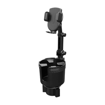 Adjustable Cup Holder Phone Mount 2-in-1 Vehicle Stand Black - color: Black