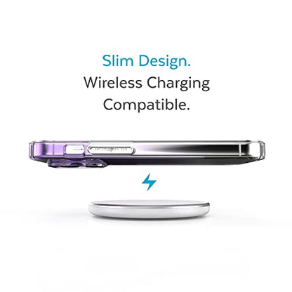 Speck Clear iPhone 14 Pro Case - Drop Protection, Scratch Resistant Dual Layer Slim Phone Case for 6.1" iPhone 14 Pro - Anti-Yellowing & Anti-Fade Case - Ombre Amethyst Purple Fade/Clear GemShell - color: Amethyst Purple Fade/Clear