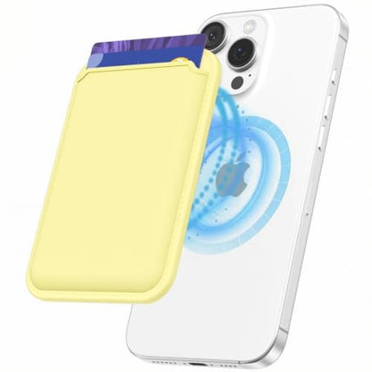 LoeoeL Magnetic Phone Wallet Compatible with Magsafe Wallet, Silicone ID Credit Card Holder Wallets for Back of Phone Pocket, Slim Thin Pouch Sleeve Wallets for iPhone Samsung Pixel, Yellow - color: Yellow