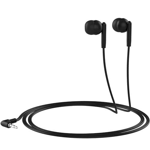 Maeline Bulk Earbuds with 3.5 mm Headphone Plug - 10 Pack Wholesale Bundle - Jet Black - color: Jet Black, size: 10 Pack