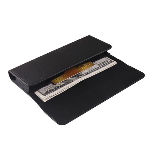 Premium PU Leather Pouch Belt Loop Cellphone Holster for iPhone 17 Pro Max,16 Plus 15 14 Pro Max Samsung Galaxy S26+ S25+ S25 FE A27 A37 A36 A35 Google Pixel 8 Pro 7 6 Pro (Black, Large) - color: Black, size: Large