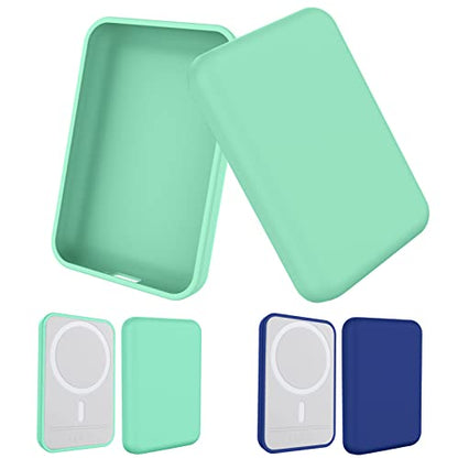 2 Pack Case Compatible with Magsafe Battery Pack Cover, Ultra-Thin TPU Shockproof Case Slim Scratch Resistant Cover Protective Bumper Shell for Magsafe Battery Pack, Green/Blue - color: Green/Blue