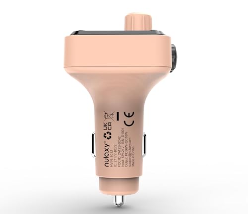 Nulaxy 54W Bluetooth 5.3 Car Adapter, FM Transmitter 4-Port Fast Charging - color: Pink