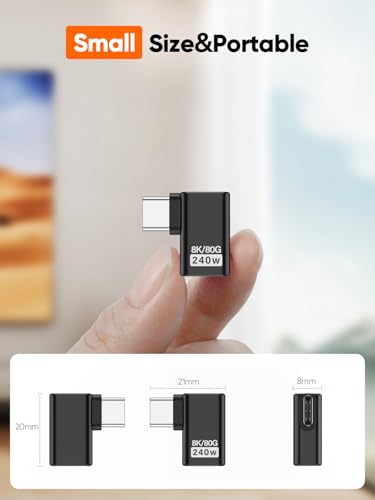 CableCreation Right Angle USB C Adapter 2 Pack, USB C Adapter 80Gbps 240W - style: Right Angle