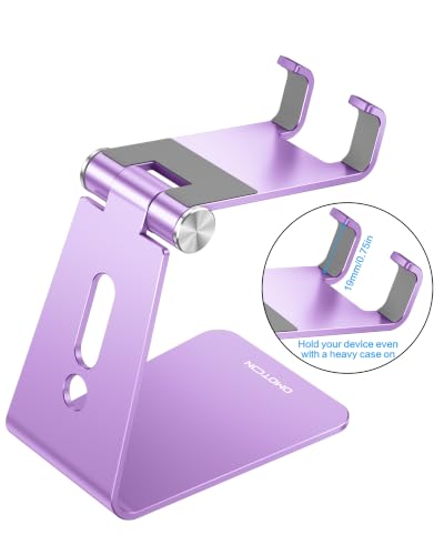 OMOTON C2 Adjustable Aluminum Cell Phone Stand with Charging Cutout, Purple - color: Purple