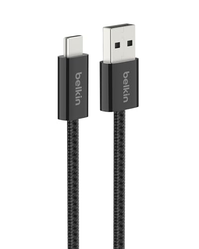 Belkin USB A to USB C 15W Braided Cable 3.3ft iPhone Charger Cord - color: Black, style: 3.3 ft