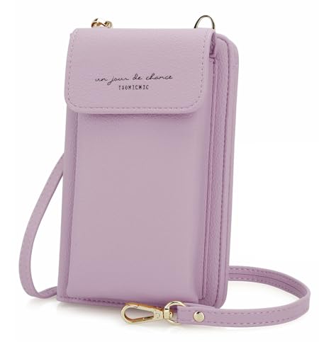 DOB SECHS Leather Passport Wallet Crossbody Phone Bag, RFID Blocking Passport Holder Credit Cards Case for Women - color: Purple-2