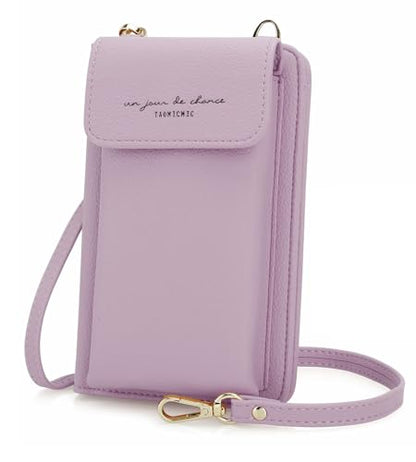 DOB SECHS Leather Passport Wallet Crossbody Phone Bag, RFID Blocking Passport Holder Credit Cards Case for Women - color: Purple-2