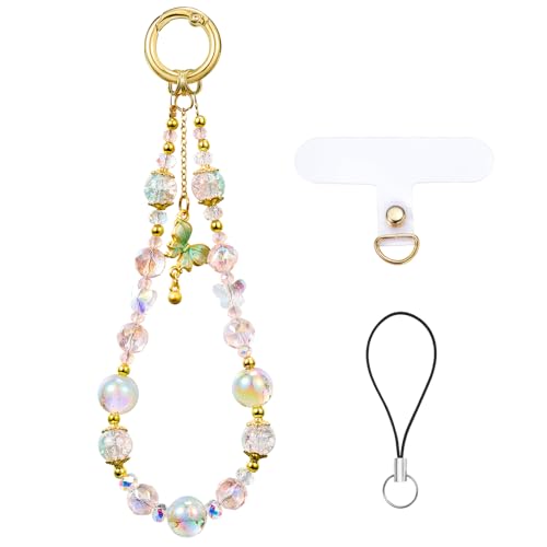 BEEFLYING Beaded Phone Charm Wrist Strap for Case - color: Green
