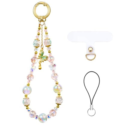 BEEFLYING Beaded Phone Charm Wrist Strap for Case - color: Green