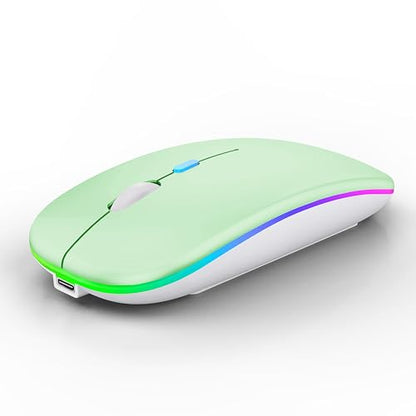 WREANU Wireless Bluetooth Mouse, Rechargeable Laptop Mice, Green - color: Green Wireless Bluetooth Mouse