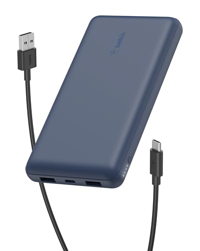 Belkin 20000mAh 15W 3 Port Power Bank, USB A to USB C Cable Included - color: Blue