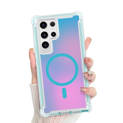 Bonoma for Samsung Galaxy S22 Ultra Case Iridescent Crystal Corner -Green | Back Magnetic Support for MagSafe Shockproof Cover, and High-Duty Protection for Girls Women - color: Iridescent-Green, size: Samsung Galaxy S22 Ultra