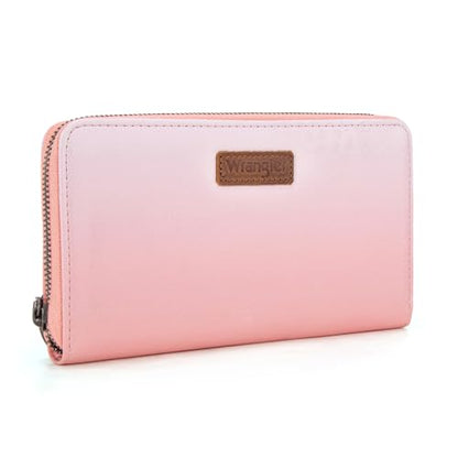 Wrangler Pink Wristlet Wallets Women Large Phone RFID Wallets, Card Cases & Money Organizers Ladies Female Travel Clutch Wallet Large Capacity Cash Credit Card Wallet with Smooth Zipper - color: Gradient Pink