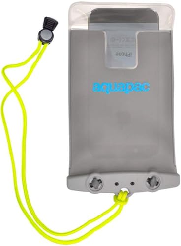 Aquapac Waterproof Phone Case, Medium, Grey | iPhone and Android, Made in The UK, Hiking, Mountain Biking, Running Accessory, Floating, IPX8 certified to 30 ft deep. - color: Gray, size: Medium