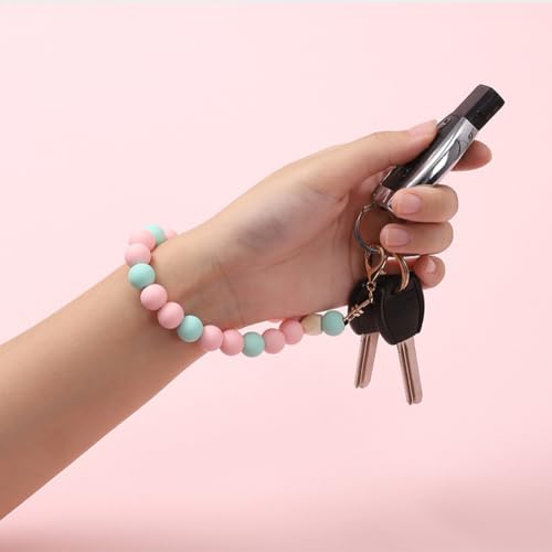 Bloomish Silicone Phone Wrist Strap with Cute Bear Charm - Anti-Loss Hand Strap Lanyard for iPhone & Android - Soft, Durable & Stylish Mobile Phone Accessory - color: Pink/Green