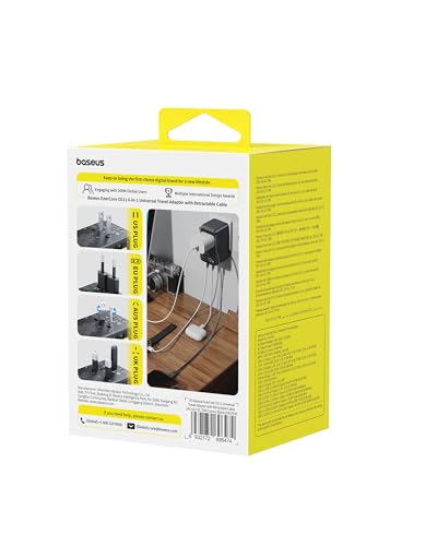 Baseus 70W Universal Travel Adapter, 6-in-1 International Plug Adapter - color: Black, size: 70W
