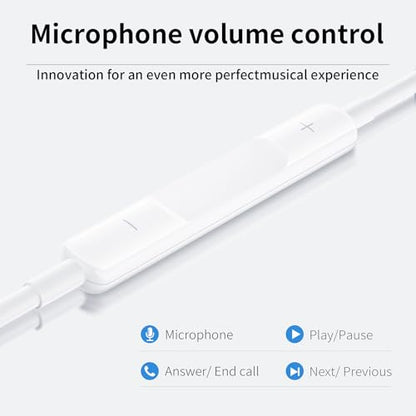 2 Packs USB C Headphones,Earphones Wired Earbuds Noise Canceling in-Ear