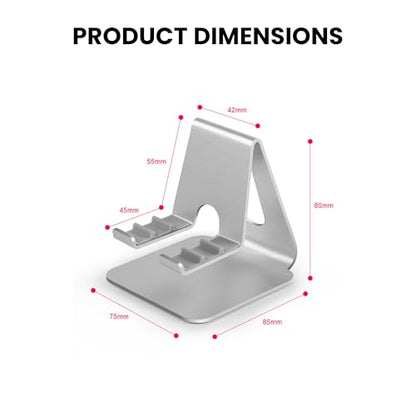 Phone Stand for Desk | 3 Position Adjustable Metal Smartphone Stand | Silver Cellphone Holder for Desk | Universal Phone Mount for Desks Compatible with Smarphones, Android | Cell Phone Accessories - style: N