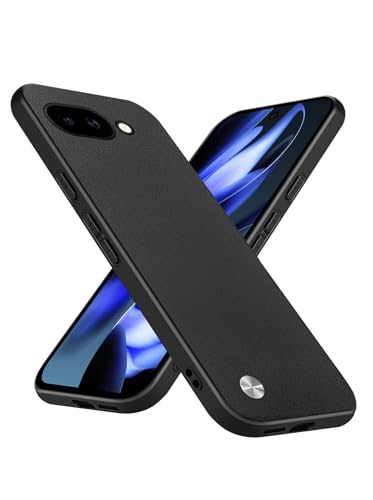 Slim Fit Case for Google Pixel 9a 6.3-Inch 2025, Soft TPU Edges + Faux Leather Back Cover, Anti-Fingerprint Scratch Shockproof Camera Protective for Google Pixel 9a Case (Black) - color: Black, size: Google Pixel 9a