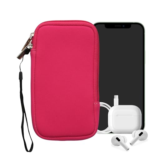 kwmobile Universal Phone Pouch Size XL - 6.7/6.8" - Neoprene Smartphone Pouch with Zip - Water-Repellent Mobile Phone Case - Sleeve in Dark Pink - color: dark pink, size: XL - 6.7/6.8"