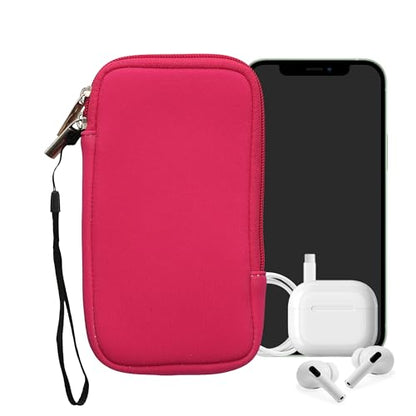 kwmobile Universal Phone Pouch Size XL - 6.7/6.8" - Neoprene Smartphone Pouch with Zip - Water-Repellent Mobile Phone Case - Sleeve in Dark Pink - color: dark pink, size: XL - 6.7/6.8"