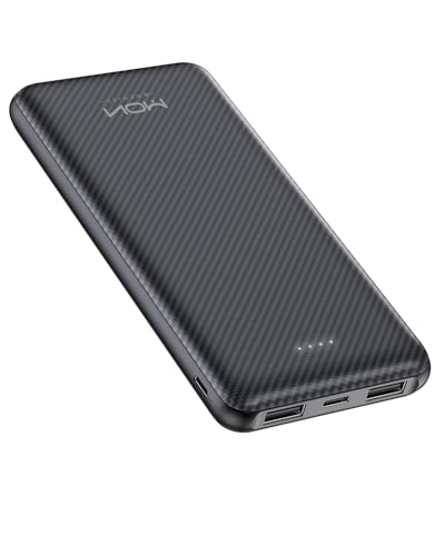 10000mAh Portable Power Bank with USB-C 15W PD Fast Charging - Fiber Black - color: Fiber Black