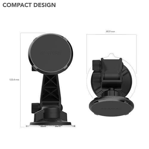 ROKFORM - Adjustable Magnetic Windshield Phone Holder, Compatible with MagSafe Phone Cases and Cases, Strong Suction Cup, 210° Tilt, 360° Rotation