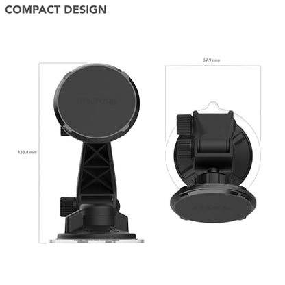 ROKFORM - Adjustable Magnetic Windshield Phone Holder, Compatible with MagSafe Phone Cases and Cases, Strong Suction Cup, 210° Tilt, 360° Rotation