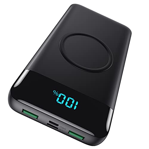 Wireless Portable Charger 30,800mAh with Built-in Cables,15W Wireless Charging 25W PD QC4.0 Fast Charging USB-C Power Bank,Travel Essentials External Battery Pack for iPhone 17/16/15/14,Galaxy,Android - color: Black