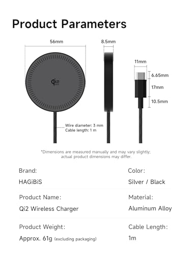 Hagibis Magnetic Wireless Charger, Qi2.2 Dual-Sided Magnetic 25W Magsafe Fast Charging Pad for iPhone 17 16 15 Pro Max, AirPods4/3/2/Pro, Galaxy S26 S25 S24 Ultra, Pixel 10 Series (Black) - color: Black