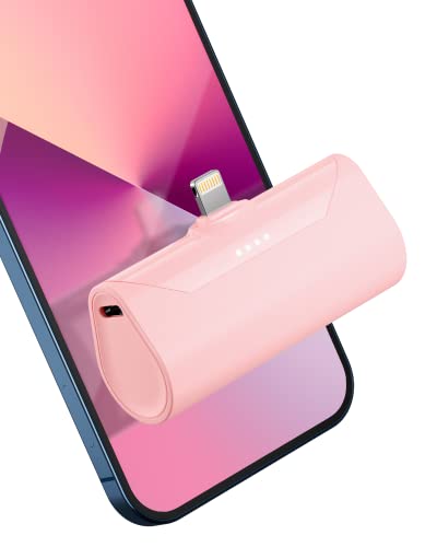 Pink Small Portable Battery Charger 4800mAh, Tiny Power Bank Ultra-Compact 15W Fast Charging Mini Battery Pack Power Charger for iPhone 14 Pro/13/12/11/8/iPad Air/Mini/Pro/AirPods Pro I/II - color: Pink