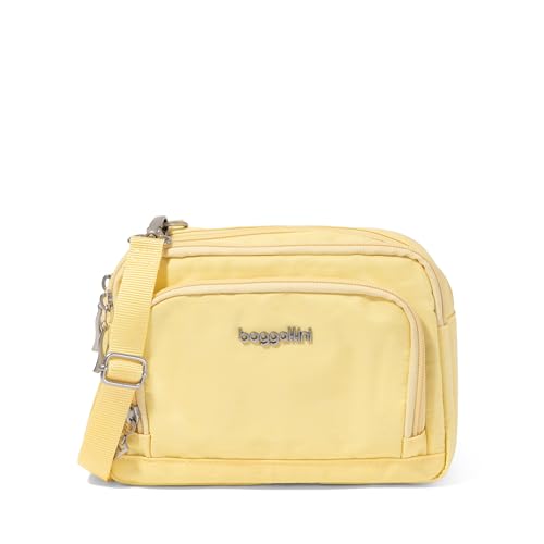 Baggallini Triple Zip with Front Wallet/Trifecta RFID Wallet Crossbody - color: Butter Yellow
