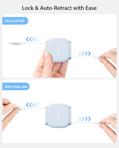 SOOPII 240W Retractable USB C Cable with Mag Snap Storage (2Pack 3.3FT) - color: Blue, size: 3.3FT-2Pack
