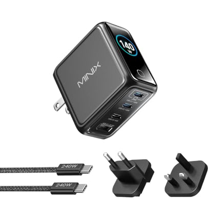 MINIX 140W Max 4-Port GaN Charging Blocks,Smart Display for MacBook Charger