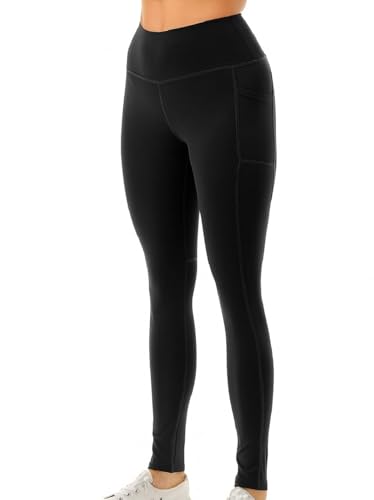 Women's High Waist Active Leggings with Pockets Squat Proof Yoga Workout Pants Tummy Control Stretch Activewear - color: Black, size: Small
