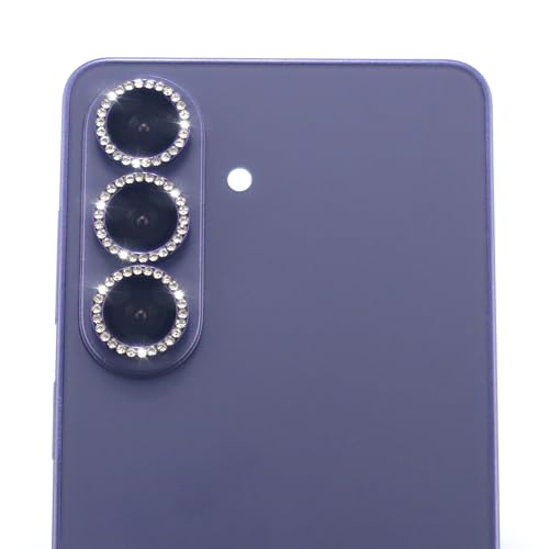 for Samsung Galaxy S26 / S26 Plus Camera Lens Protector, Bling Diamond Metal Ring Tempered Glass Lens Cover, Sparkly Rhinestone Accessories (Violet) - color: Violet