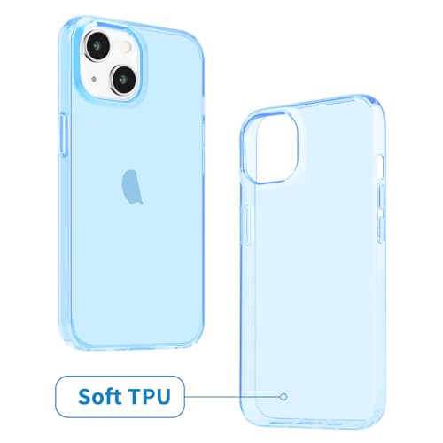 JJGoo Compatible with iPhone 15 Plus Case Clear, Soft Clear TPU Phone Cases, Shockproof Transparent Bumper Cover Slim Thin Phone Case, Translucent Blue - color: Blue