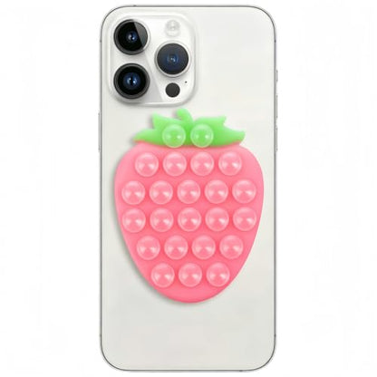 Suction Phone Holder, Strawberry Grip - Mirror/Bathroom Selfies, Pink Green - color: Strawberry Pink Green