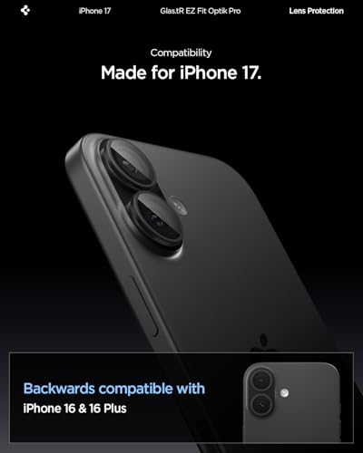 Spigen Camera Lens Protector for iPhone 17/16 Plus/16 - Black - color: Black