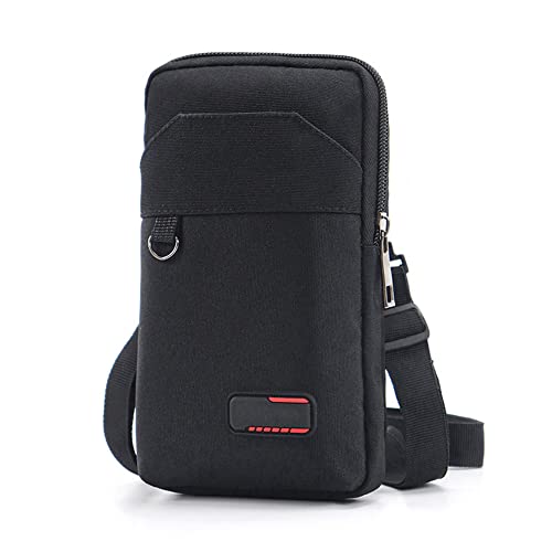 Travel Cell Phone Pouch Belt Pouch, Phone Holster Crossbody Bag with Shoulder Strap for iPhone Case Holder for Hand with Neck Lanyard Smartphone Walking Passport Wallet (Black B) - color: Black B