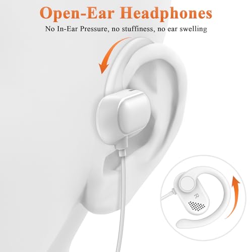 ACANDYA USB C Earbuds Wired Over Ear Headphone Open Ear Sport Headset White - color: White