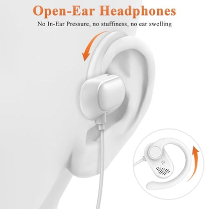 ACANDYA USB C Earbuds Wired Over Ear Headphone Open Ear Sport Headset White - color: White