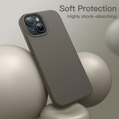 JETech Silicone Case for iPhone 15, Clay | Silky Soft Touch, Shockproof Protection, Scratch Resistant, Microfiber Lining - color: Clay, size: iPhone 15