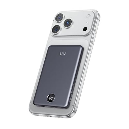 iWALK Magnetic Portable Charger, 5,000mAh Ultra-Slim Wireless Power Bank, 0.37in Thin, Weighs 4oz, LED Display, Compatible with iPhone 18/17/16/15/14/13 Series, Gray - color: Gray, size: 5000mAh