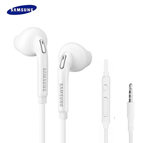 SAMSUNG Samung Wired Earbuds Original 3.5mm in-Ear Headphones Galaxy S10, S10 Plus, S10e Plus, Note 10, A71, A31 - Microphone & Volume Remote - Includes Black Velvet Carrying Pouch - White