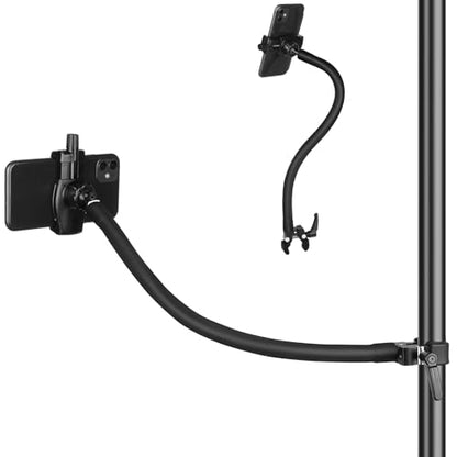 Mippko Gooseneck Phone Holder for Mic Stand/Music Stand/Stroller/Treadmill/Spin Bike/Exercise Bicycle,50 cm Long Flexible Gooseneck Arm Super Crab Clamp Mount,Compatible with 3.5~7.5" iPhone Devices