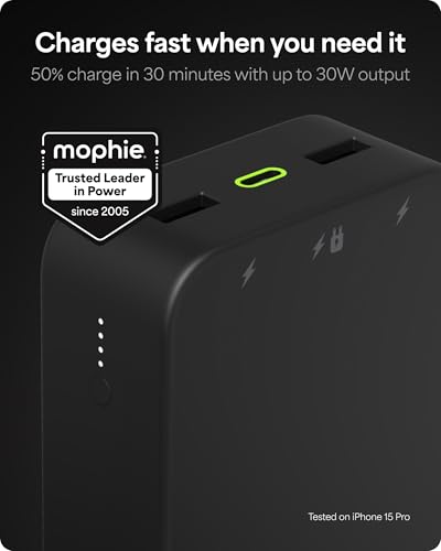mophie Powerstation XL Power Bank 2023-20,000 mAh Large Internal Battery, (2) USB-A Ports and (1) 20W USB-C PD Fast Charging Input/Output Port, Travel-Friendly - size: 20,000 mAh, style: Gen 2