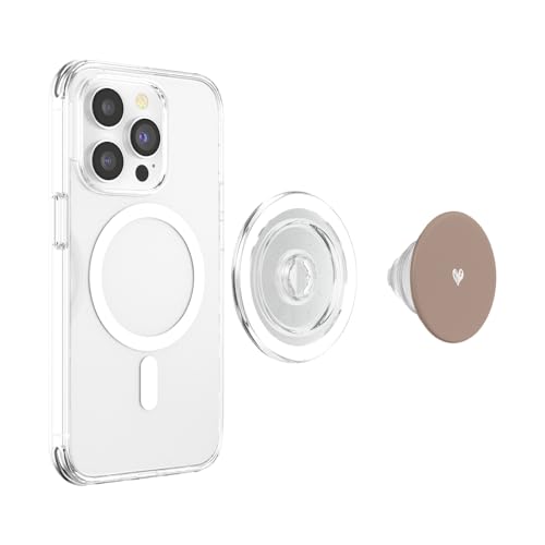 Cute Mocha Brown Heart Love Minimalist PopSockets PopGrip for MagSafe - style: Magnetic PopGrip